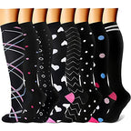 CHARMKING Compression Socks for Women & Men (8 Pairs) 15-20 mmHg Graduated Copper Support Socks are Best for Pregnant, Nurses - Boost Performance, Circulation, Knee High & Wide Calf (S/M, Multi 20)