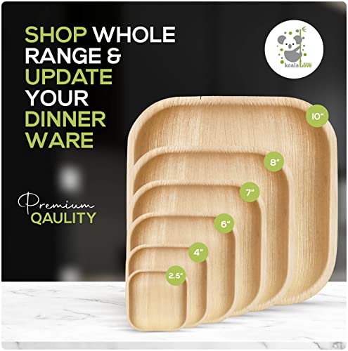 KoalaLove Palm Leaf Plates Bamboo Plates Disposable Square 8 inch 100 Bulk Party Pack Elegant Sturdy Design Better Than Paper and Plastic Plates (KoalaLove-PLP-8IN-100-Plates)