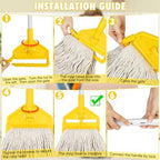 Commercial Mop Industrial Cotton Mop with Extra Replacement Mop Head,Looped-End Heavy Duty String Wet Mops with Long Handle for Home,Garage,Office, Workshop, Warehouse Floor Cleaning