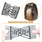5 Pieces Stretchy Beaded Hair Accessories - Adjustable Elastic Clips, No Crease Pins for Curly Thick Wavy Hair Ponytails, Vintage Bun Makers for Women and Girls