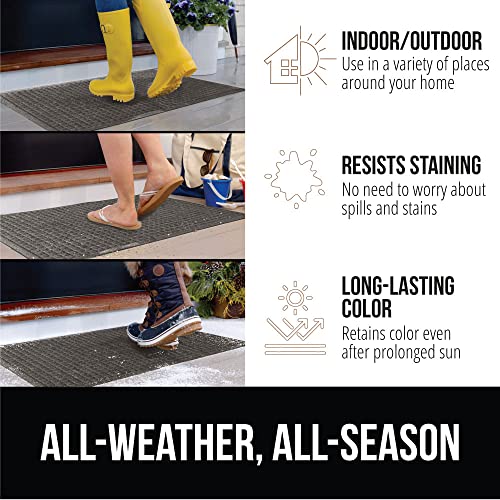 Gorilla Grip Ultra Absorbent Moisture Guard Doormat, Absorbs Up to 5.7 Cups of Water, Stain and Fade Resistant, Spiked Rubber Backing, All Weather Mats Capture Dirt, Indoor Outdoor, 35x23, Charcoal