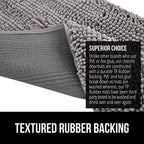 Gorilla Grip Soak Stopper Absorbent Indoor Chenille Doormat, 36x24, Muddy Dog Washable Mat, Quick Dry Soft Microfiber, Durable Rubber Backing, Absorbs Water and Moisture, Door Mat for Entry, Grey