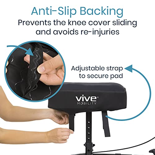 Vive Mobility Knee Scooter Pad Cover - Accessories Cushion Cover for Comfort (Memory Foam) - for Broken Leg Crutch Cart Roller, Injuries, Surgery, Broken Foot, Ankle Injury, Replacement, Universal