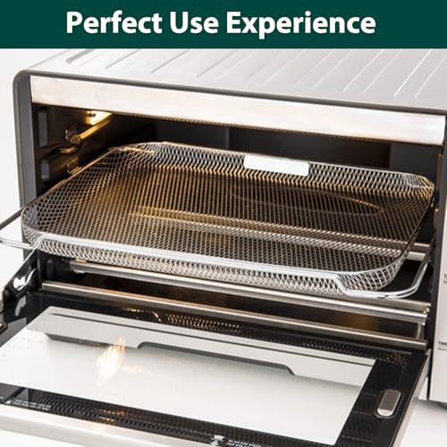 BOV800XL Air Fryer Basket Replacement Parts for Breville Countertop Smart Oven Air Fryer Rack 304 Stainless Steel Oven Rack Convection Toaster Oven BOV845BSS Wire Rack B0V800XL Mesh Basket 2 Pcs