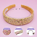 FROG SAC Glitter Headbands for Girls, Gold, Hair Accessories for Little Girl, Sparkly Wide Yellow Hair Band for Kids, Cute Alice Headband for Toddler Children, Thick Sparkle Bling Hairband