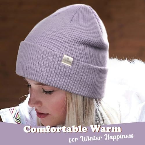 YANIBEST Beanie Hat for Women Men Satin Lined Beanie Hats Winter Hat Womens Cuffed Beanies Knit Skull Cap Warm Ski Hat Unisex
