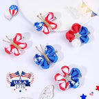 10PCS 4th of July Mini Butterfly Hair Clips, Oaoleer 2" Hair Bow Blue White Red Butterfly American Flag girl Hair Accessories for Baby Girls Women Independence Day