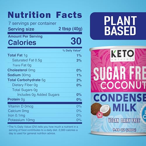 Keto Sugar Free Condensed Milk (6 Packs) Vegan Coconut Condensed Milk - Plant based milk, Vegan and Keto Friendly. Lower calories condensed coconut milk. 1-1 Replacement of regular condensed milk