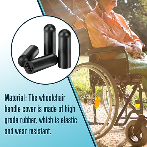FVRITO 4 Pack Rubber Tips for 5/8" Wheelchair Handle Brake,Durable Wheelchair Wheel Lock Cover Perfect Replacement for Drive Rollator Transport Wheelchair, Lightweight Foldable Wheelchair Accessories