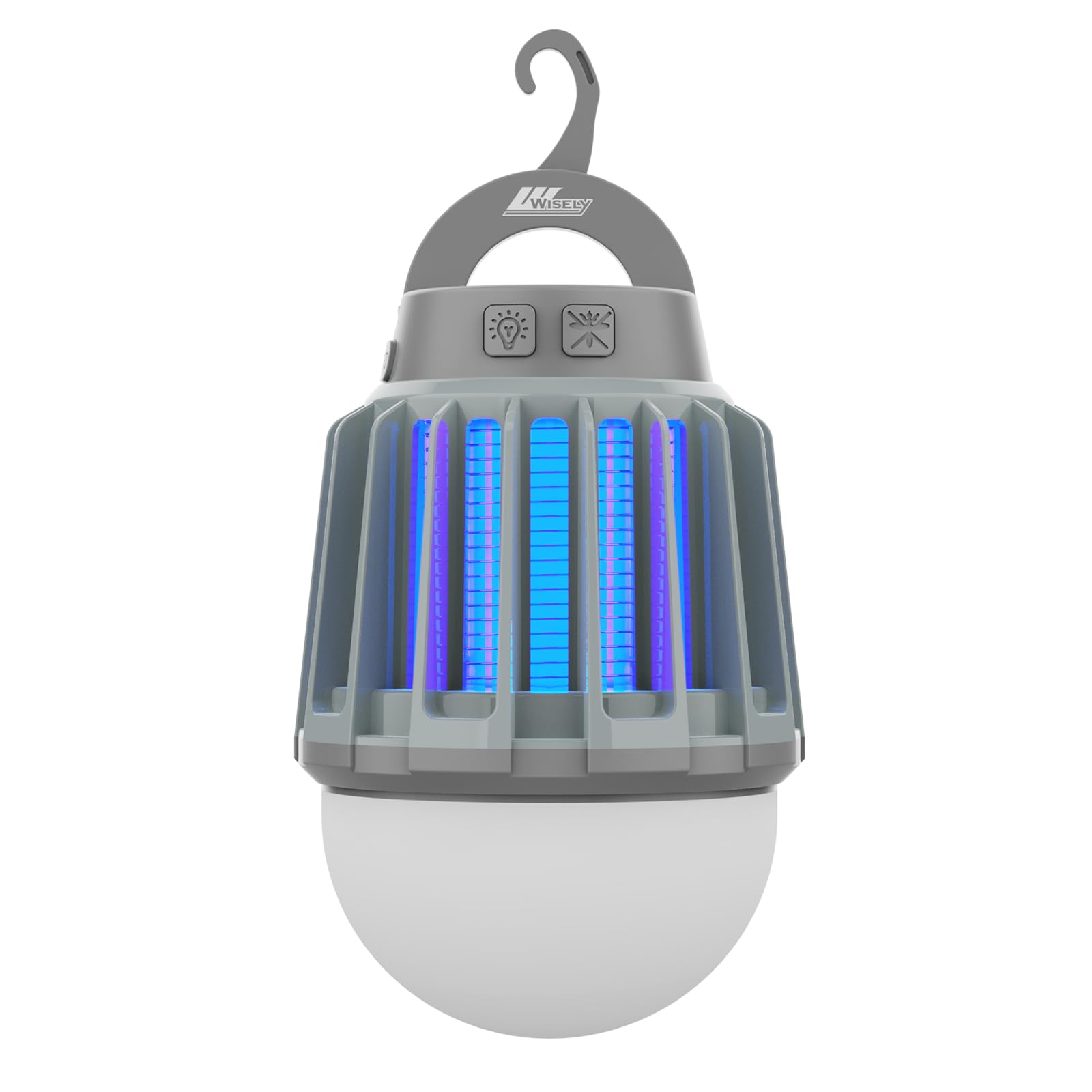 Wisely Bug Zapper Outdoor/Indoor Electric, USB-C Rechargeable Mosquito Killer Lantern Lamp, Portable Insect Electronic Zapper Indoor Trap, with LED Light 1PK Slate