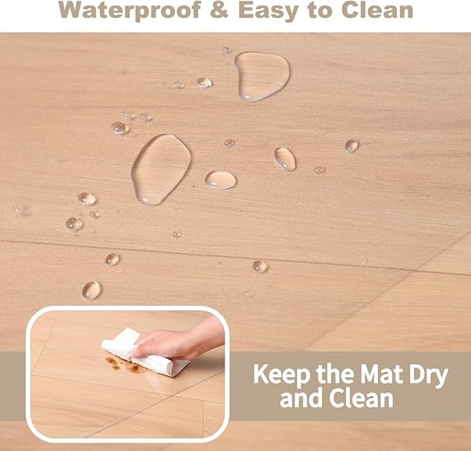 [Two-Sided Usable] 60” x 75” Hard Floor Chair Mats for Office, Clear Computer Chair Mat for Hardwood, Plastic Desk Floor Mat for Hardwood Floors, Rubber Office Chair Mat for Tile/Laminate Floor