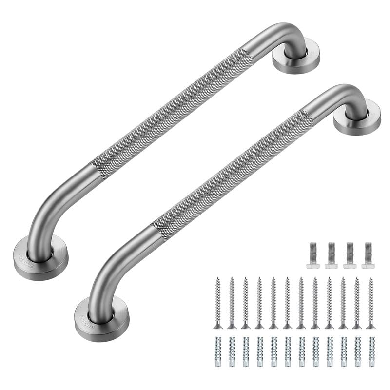 Grab Bars for Shower, 2 Pack 18-Inch Anti Slip Shower Handles for Elderly, Safety Shower Grab Bar, Stainless Steel Handicap Grab Bars for Bathroom,Toilet (Brushed Nickel, 1" Diameter)