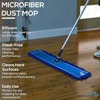 KLEEN HANDLER 6 Pack of 36 Inch Microfiber Dust Mop, Large Washable Commercial Dust Mop, Sweeper, Janitorial Dust Mop Head Replacement, Push Mop Broom, Blue