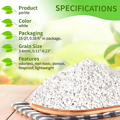 Perlite for Plants - 15QT Organic Perlite Bulk for Indoor Plants, Succulents, Vegetables, Garden, Horticultural Perlite for Soil, Potting Soil Mix, Root Cuttings, Seed Starting…