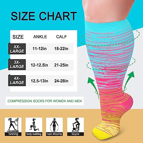 Plus Size Compression Socks for Women Men Wide Calf 15-20 mmHg Extra Large for Circulation Support Recovery