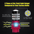 Alla Lighting Upgraded T20 7440 7443 LED Strobe Brake Lights Bulbs, Red Flashing Stop Lamps, W21W 7440LL 7443LL Strobe LED Taillights Replacement for Cars, Trucks, SUVs, Vans