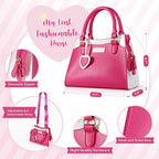 Shemira Play Purse for Little Girls, Princess Pretend Toys for Girls 3 4 5 6 7 8 Years Old, Christmas & Birthday Gift for Girls Age 3-5 4-6 6-8, Toddler Purse with Accessories, Kids Toy Purse,Pink