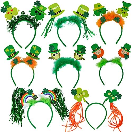 Winlyn 58 Pcs St. Patrick's Day Novelty Jewelry Assortment: Necklaces, Head Boppers, Bracelets, Mustaches, Tattoos & Accessories for St. Patty's Day Irish Party Decor