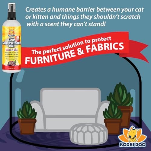 Bodhi Dog No More Scratching! Cat Deterrent Spray - Indoor & Outdoor Repellent with Essential Oils - Prevent Scratch for Furniture - Made in USA (8 oz)