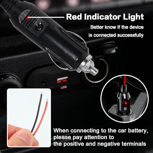 CB Power Cord 3 Pin Plug Cable 2-Wire 15A Fused Replacement with 12V Car Cigarette Lighter Plug for Cobra Uniden Midland Mobile CB Ham Radio (3PIN 2PACK)