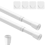 2pcs Spring Tension Rods Adjustable 26 to 39 inch Small Tension Curtain Rod No Drilling Expandable Spring Loaded Curtain Rod,Suitable for Doors and Windows 28 to 36 inch, White