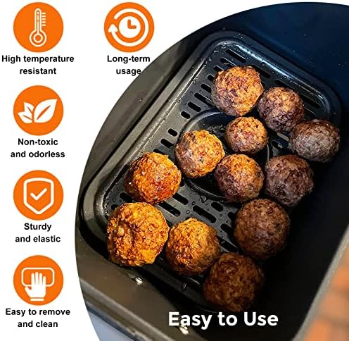 Ninja Air Fryer Grill Pan, 2 Pack Replacement Crisper Plate Grill Plate Tray Accessories with Rubber Bumpers for Ninja Foodi DZ090 DZ201 DZ100 Air Fryer, Dishwasher Safe