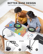 ARTDOT 10X Magnifying Glass with Light and Stand, 144 LEDs Desk Lamp with 5 Color Temperatures and 9 Levels Adjustable Brightness for Diamond Painting Accessories Crafts Reading Hobbies Close Work