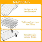 Air Fryer Rack Accessories for Ninja Basket, 3 Layers, 304 Stainless Steel Stackable Bacon Air Fryer Accessories for Ninja AF300UK, Salter/Instant/EMtronics Double Drawer, with Clip
