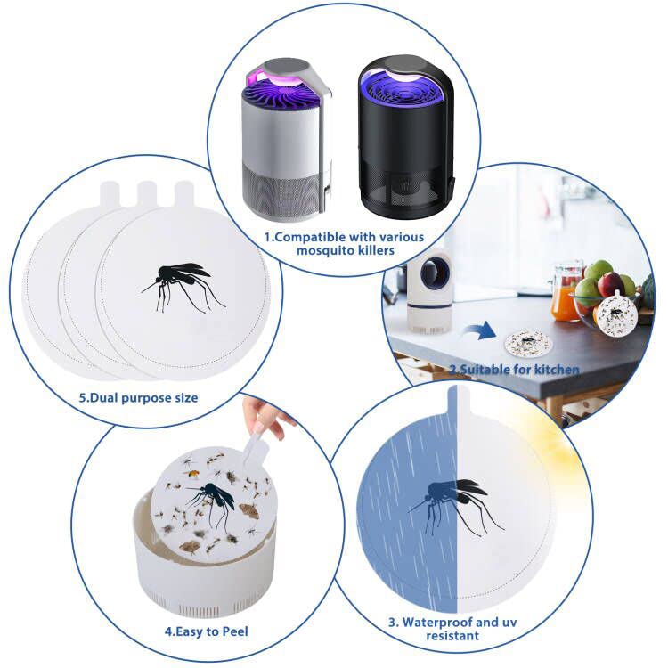 16 Pcs Indoor Mosquito Trap Refill Glue Boards for Mosquito Zapper, Fly Insect Trap Refills Glue Pads for Mosquitoes Lamp, Fit for 4.33" & 4.7" Mosquito Killer, Non-Toxic and Odorless
