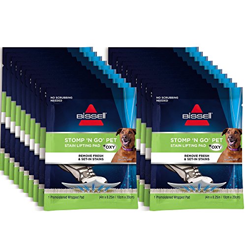 Bissell Stomp 'N Go Pet Lifting Pads + Oxy for Stain Removal on Carpet & Area Rug Cleaning, 2194, 20 Count(Pack of 1)