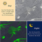 Glow in The Dark Blanket Dinosaur Blanket for Boys Kids Soft Cute Dino Blanket Christmas Toys Gifts Gray Glowing Dinosaur Blanket for Bed 90x90 inch