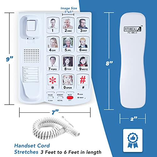 Future Call FC-0613 Big Button Phone for Seniors, Landline Phone for Elderly, Best Landline Phones for Seniors, Senior Phone, Telephones for Hearing Impaired, Phones for Elderly, 10 Picture Keys