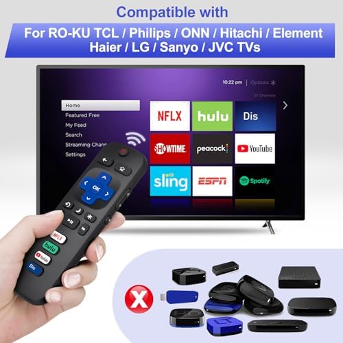 Replacement for Roku TV Remote, for Roku Hisense, Onn, Sharp, Philips, Hitachi, Element, Haier, LG, Sanyo, JVC TVs