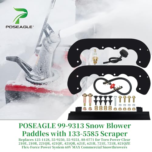 POSEAGLE 99-9313 Snow Blower Paddles with 133-5585 Scraper Blade for Toro Power Clear 210, 221, 421, 621, 721, 821, Quick Clear CCR 6053 and Power Clear Flex-Force Power System 60V MAX Snowthrowers