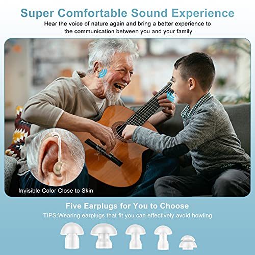 Hearing Aids, Enjoyee Hearing Aids for Seniors Rechargeable Hearing Amplifier with Noise Cancelling for Adults Hearing Loss, Digital Ear Hearing Assist Devices with Volume Control (Flesh)