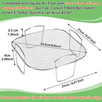 BYKITCHEN 8 Inch Square Air Fryer Rack, Stainless Steel Dehydrator Rack, Square Air Fryer Accessories for Cosori, Instant Vortex, Gourmia, Ninja Foodi Grill and More