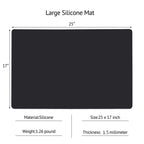 Gartful Silicone Mats for Kitchen Counter, Thicker 0.06", 25 x 17 inches Multipurpose Table Mat, Silicone Pad Desk Work Mat, Nonstick Nonskid Heat-Resistant Pad, Placemat, Black