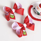 2pack Christmas Green Hair Bow Clips Red Hair Ribbon Barrettes Alligator Hairpin 4.3" for Women Girls Kids Xmas Holiday Dress up Party Costume Decorations Accessories Gift