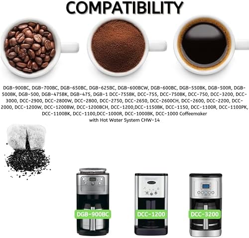 12 NISPIRA Replacement Activated Charcoal Water Filters for Cuisinart Coffee Machines, Compared to Cuisinart DCC-RWF