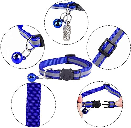 12 Pack Reflective-Breakaway Cat Collars with Bells,Safety Buckle Kitten Collar,with Name Tag,Adjustable,Ideal for Girl Cats Male Cats,Pet Supplies,Stuff,Accessories(12 Colors & 2 ID Tags).