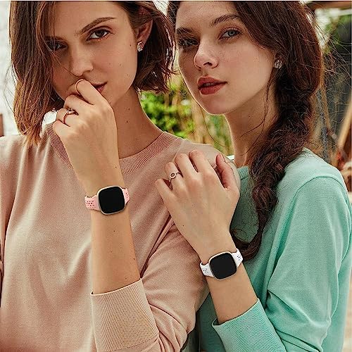 Dirrelo 4 pack Lace Silicone Band Compatible for Fitbit Sense Bands/Fitbit Versa 3 Bands Women/Fitbit Versa 4 Bands/Sense 2 Bands, Soft Ultrathin Hollow-out Sport Watch Strap Replacement Wristbands