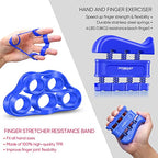 Hand Grip Strengthener Workout Kit (5 Pack) FitBeast Forearm Grip Adjustable Resistance Hand Gripper, Finger Exerciser, Finger Stretcher, Grip Ring & Stress Relief Grip Ball for Athletes (Navy Blue)
