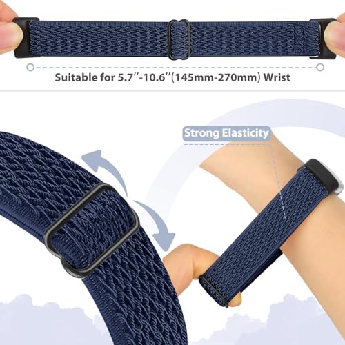 5 Pack Elastic Nylon Watch Bands Compatible for Fitbit Charge 6/Fitbit Charge 5, Adjustable Breathable Replacement Stretchy Nylon Loop Wristband Sport Strap for Women Men