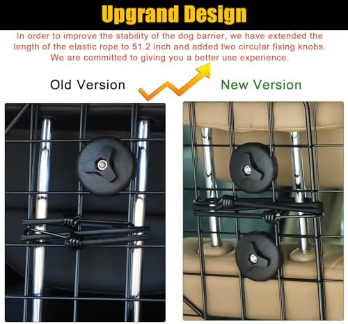 Gtongoko Dog Car Barriers for SUVs, Vehicles, Cars, Trucks, Upgraded Adjustable Heavy-Duty Wire Mesh Pet SUV Barriers Universal-Fit, Car Accessories Safety Travel, 2pcs 51.2In Elastic Ropes Included