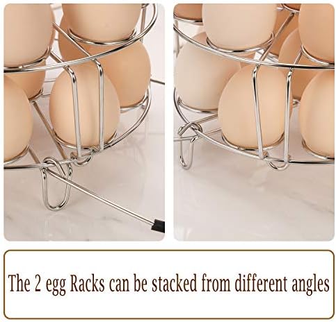 Aozita Multipurpose Stackable Egg Steamer Rack Trivet with Heat Resistant Silicone Handles Compatible for Instant Pot Accessories 6 Qt/8 Qt - 18 Egg Cooking Rack for Pressure Cooker Accessories