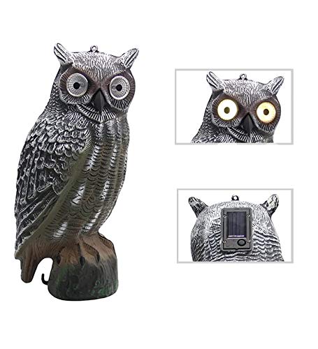 YOFIT Solar Bird Scarecrow Fake Horned Owl Decoy, Bird Repellent Garden Protectors, Natural Enemy Pest Deterrent Scarecrow