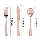 WDF 300 Pieces Rose Gold Plastic Silverware- Disposable Flatware Set - Heavy Duty Plastic Cutlery Includes 100 Forks, 100 Spoons, 100 Knives Perfect for Wedding, Party, Christmas
