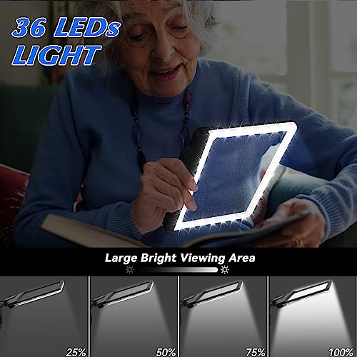 NZQXJXZ 5X Hands Free Magnifying Glass with Neck Wear for Reading Flexible Gooseneck Full Book Page Magnifier with 36 Ultra-Bright Dimmable LED Lights Provide Large Viewing Area for Repair Sewing