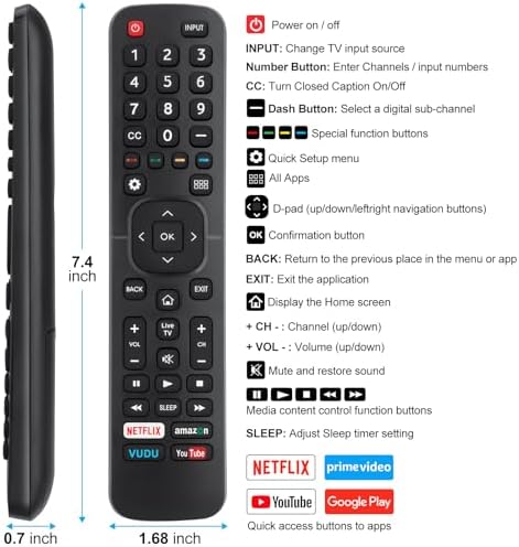 【 2 Pack 】 Universal for All Hisense TV Remote, Replacement Compatible for All Hisense 4K LED HD UHD Smart TVs