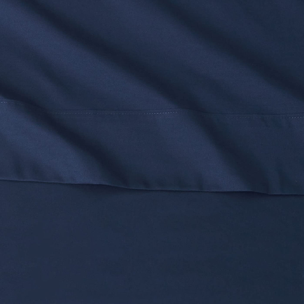 Amazon Basics Lightweight Super Soft Easy Care Microfiber 4-Piece Bed Sheet Set with 14-inch Deep Pockets, Queen, Navy Blue, Solid